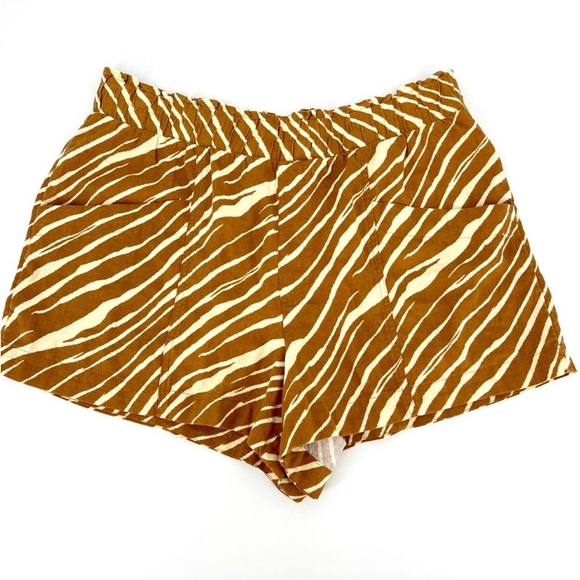 A New Day Shorts Brown Zebra Stripe Plus Size Pull On Pockets Linen Blend SZ XXL - Picture 2 of 4